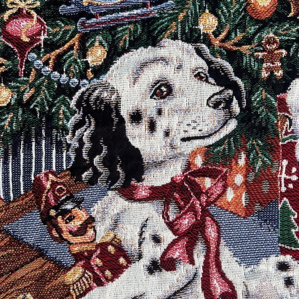 Crown Crafts‎ Christmas Puppies Tapestry Blanket Woven Throw Holiday Nutcracker